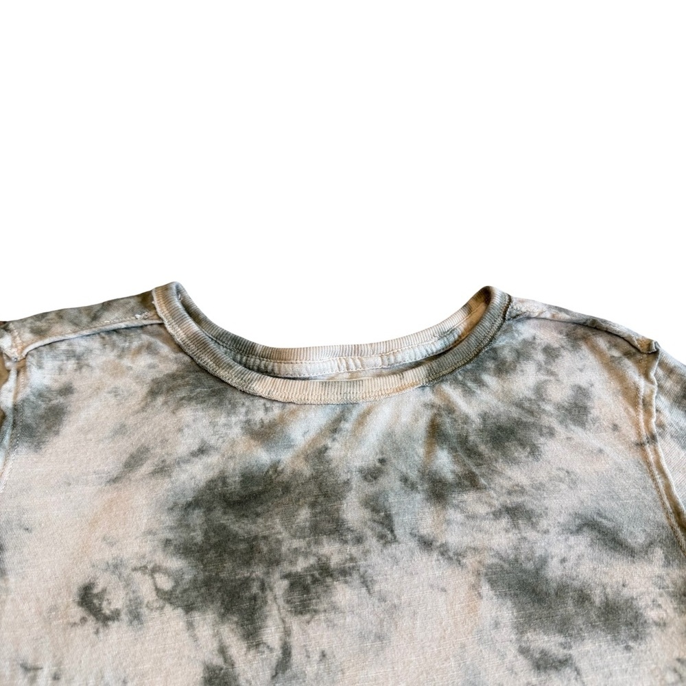 We The Free Riptide Tie Dye T-Shirt Short Sleeve Moss Green Cotton Linen Small - Picture 3 of 12